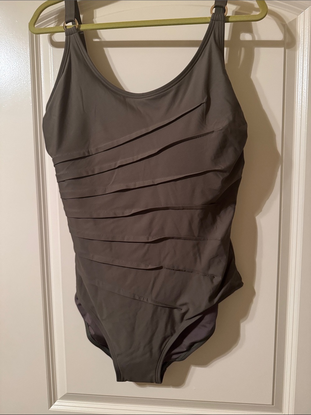 DKNY Olive Ruched One-Piece Swimsuit